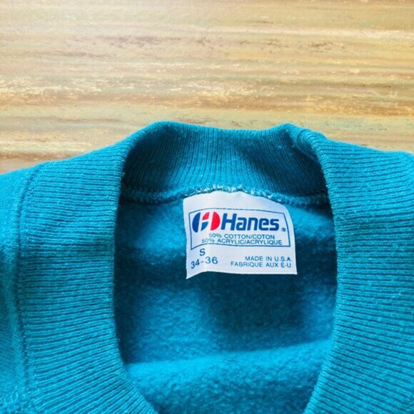 Alaska Baby Seal Sweatshirt Top Vintage 90s Puff Print Blue Made in USA - Picture 5 of 8